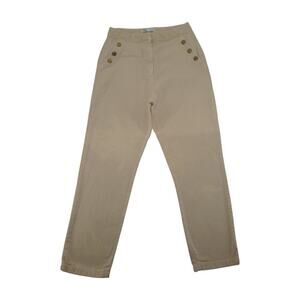 ZARA Women Khaki High Rise Sailor Pants Size 30 Beige Straight Leg Trousers